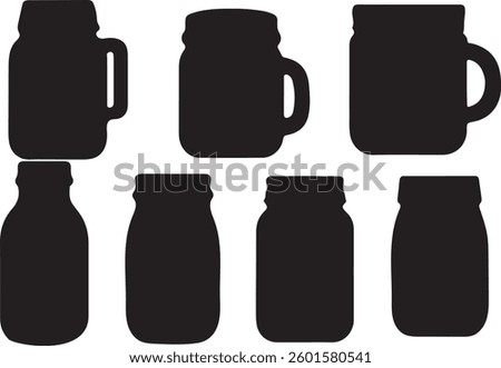 Mason jar silhouettes bundle design on white background