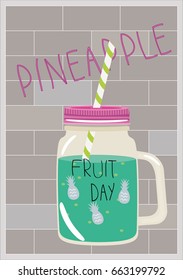 mason jar with smoothie pineapple 