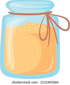 Mason jar tied with rope. Organic product container isolated on white background