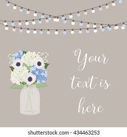 Mason Jar Wedding / Flower Bouquet / Wedding Card