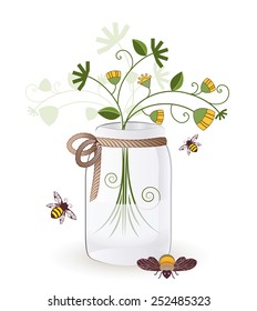 Mason Jar Wild Flowers Bees