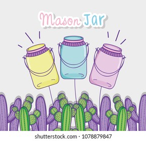 Mason jars with flowers