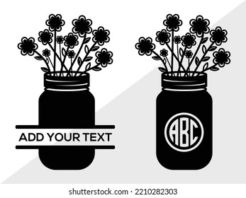 Mason Jars Monogram SVG Printable Vector Illustration