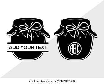 Mason Jars Monogram SVG Printable Vector Illustration