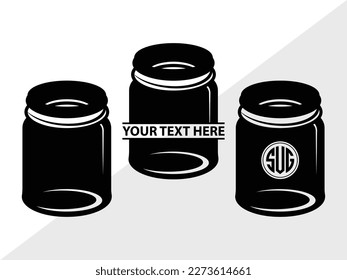 Mason Jars Monogram Vector Illustration Silhouette