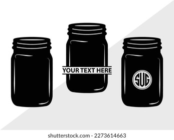 Mason Jars Monogram Vector Illustration Silhouette