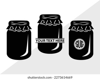 Mason Jars Monogram Vector Illustration Silhouette