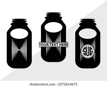 Mason Jars Monogram Vector Illustration Silhouette