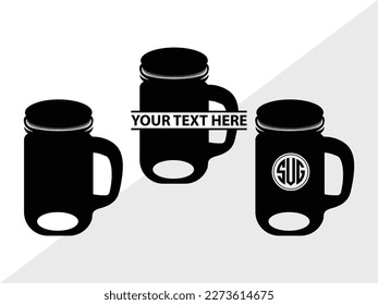 Mason Jars Monogram Vector Illustration Silhouette
