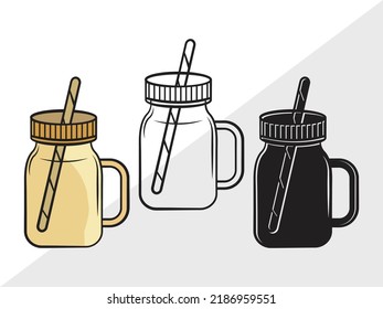 Mason Jars SVG Printable Vector Illustration