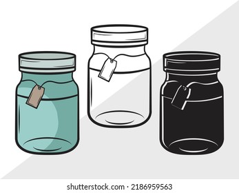 Mason Jars SVG Printable Vector Illustration