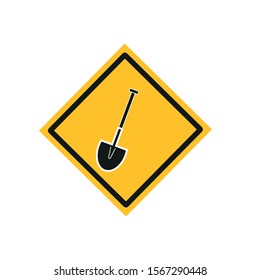mason shovel vector icon, formed with simple shapes