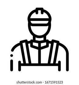 Vector de iconos de trabajador de masón. Signo de trabajador de mason de esquema. Ilustración de símbolo de contorno aislado