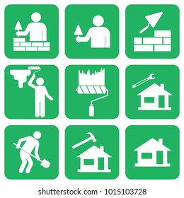 Mason worker icons set. Vector illustration