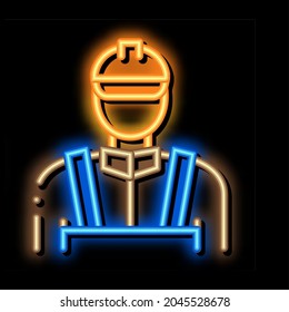 Mason Worker neon light sign vector. Glowing bright icon Mason Worker sign. transparent symbol illustration