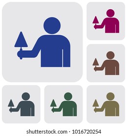 Mason worker with trowel. Vector illustration