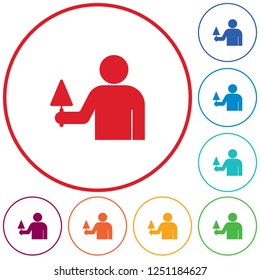 Mason worker with trowel. Vector illustration