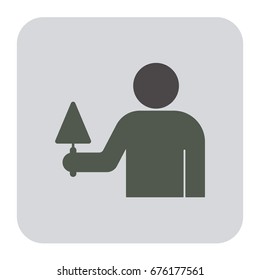 Mason worker with trowel. Vector illustration