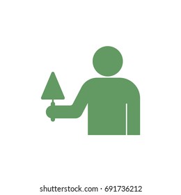 Mason worker with trowel. Vector illustration