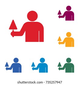 Mason worker with trowel. Vector illustration