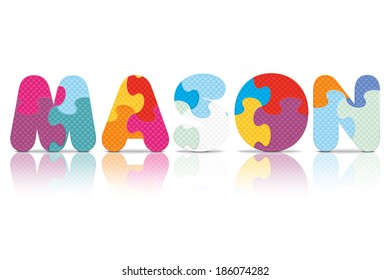 MASON written with alphabet puzzle - vector illustration