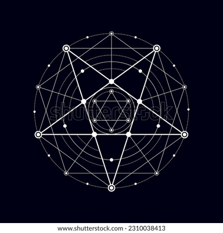 Masonic aztec mystic pentagram sacred geometry shape. Vector tribal mystic magic boho tattoo design, alchemy sacred sign, meditation emblem