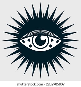 Masonic eye hand drawn. Illuminati vintage vector symbol. Tattoo art.