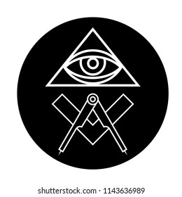 Masonic eye symbol in black circle - all seeing eye