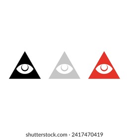 Masonic eye vector icon, color black, gray, red flat style