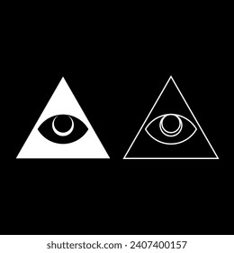 Masonic eye Vektorsymbol, Kontur und Silhouette Farbe Weiß flach