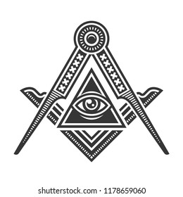 Masonic Freemasonry Emblem Icon Logo. Vector