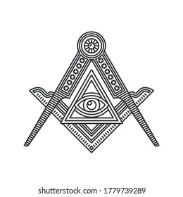Masonic Freemasonry Emblem Icon Logo on White Background. Vector
