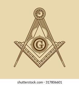 Masonic Freemasonry Emblem Icon Logo. Vector