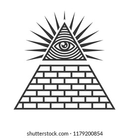 Masonic Illuminati Symbols, Eye in Triangle Sign. Vector