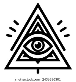 Masonic Illuminati Symbols, Eye in Triangle Sign. Vector.