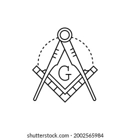 Masonic lodge symbol color line icon. Isolated vector element. Outline pictogram for web page, mobile app, promo