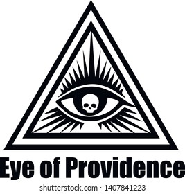 
masonic sign with eye in a triangle with a skull