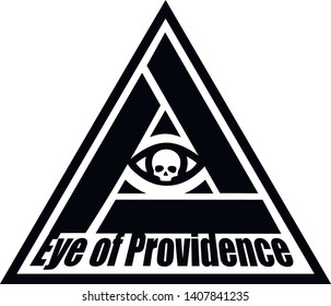 
masonic sign with eye in a triangle with a skull