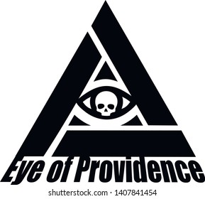 
masonic sign with eye in a triangle with a skull