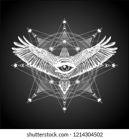 Masonic Symbol All Seeing Eye Hand Stock Vector (Royalty Free ...