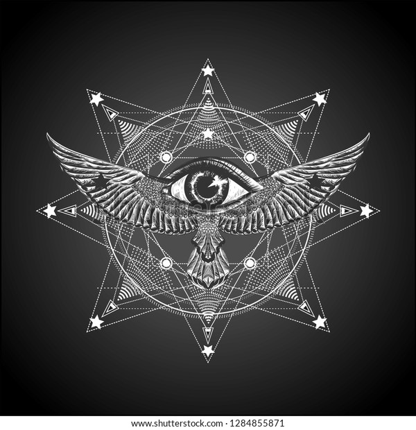 Masonic Symbol Black White Illustration Geometric Stock Vector (royalty 