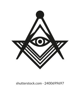Masonic symbol. Mason lodge sign. New world order. Vector illustration
