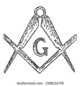 Masonic symbol, mysteries of mankind knowledge , medieval occultism, spirituality and esoteric tattoo art and t-shirt design. Vector.