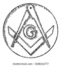 Masonic symbol, mysteries of mankind knowledge , medieval occultism, spirituality and esoteric tattoo art and t-shirt design. Vector.