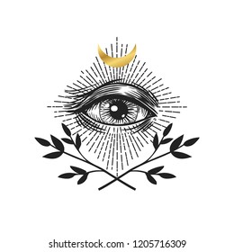 Masonic symbol. Seeing eye. Vector illustration