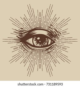 Masonic symbol. Seeing eye. Vector illustration