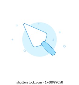 Masonry brick trowel vector icon. Flat illustration. Filled line style. Blue monochrome design. Editable stroke. Adjust line weight.