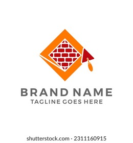 Masonry brick wall finishing logo template