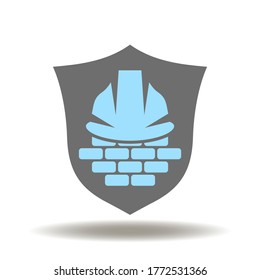 Masonry Bricklaying Construction Protection Work Logo. Safety Brickwork Illustration.