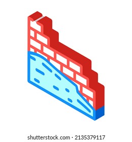 vector de icono isométrico de construcción de mampostería. cartel de construcción de mampostería. ilustración de símbolo aislado